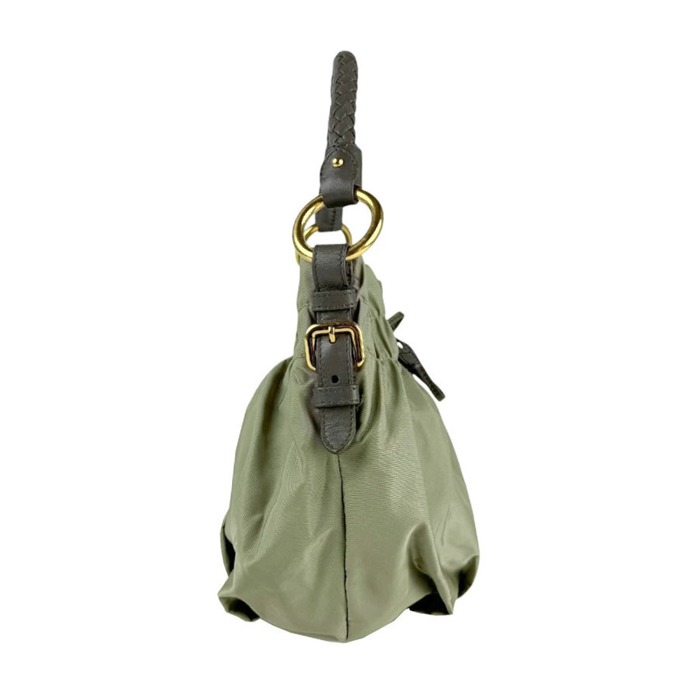 Prada Brown handbag leather Green Khaki Brown Green